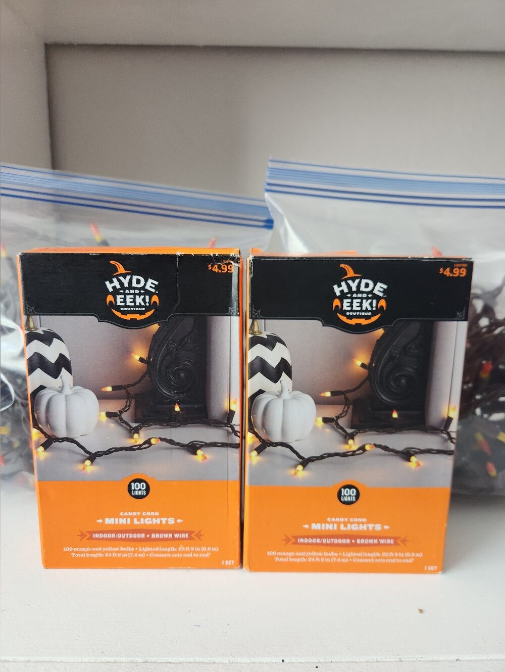 Hyde & EEk! Candy Corn Mini Halloween String Lights Brown   - 100 Count Set Of 4
